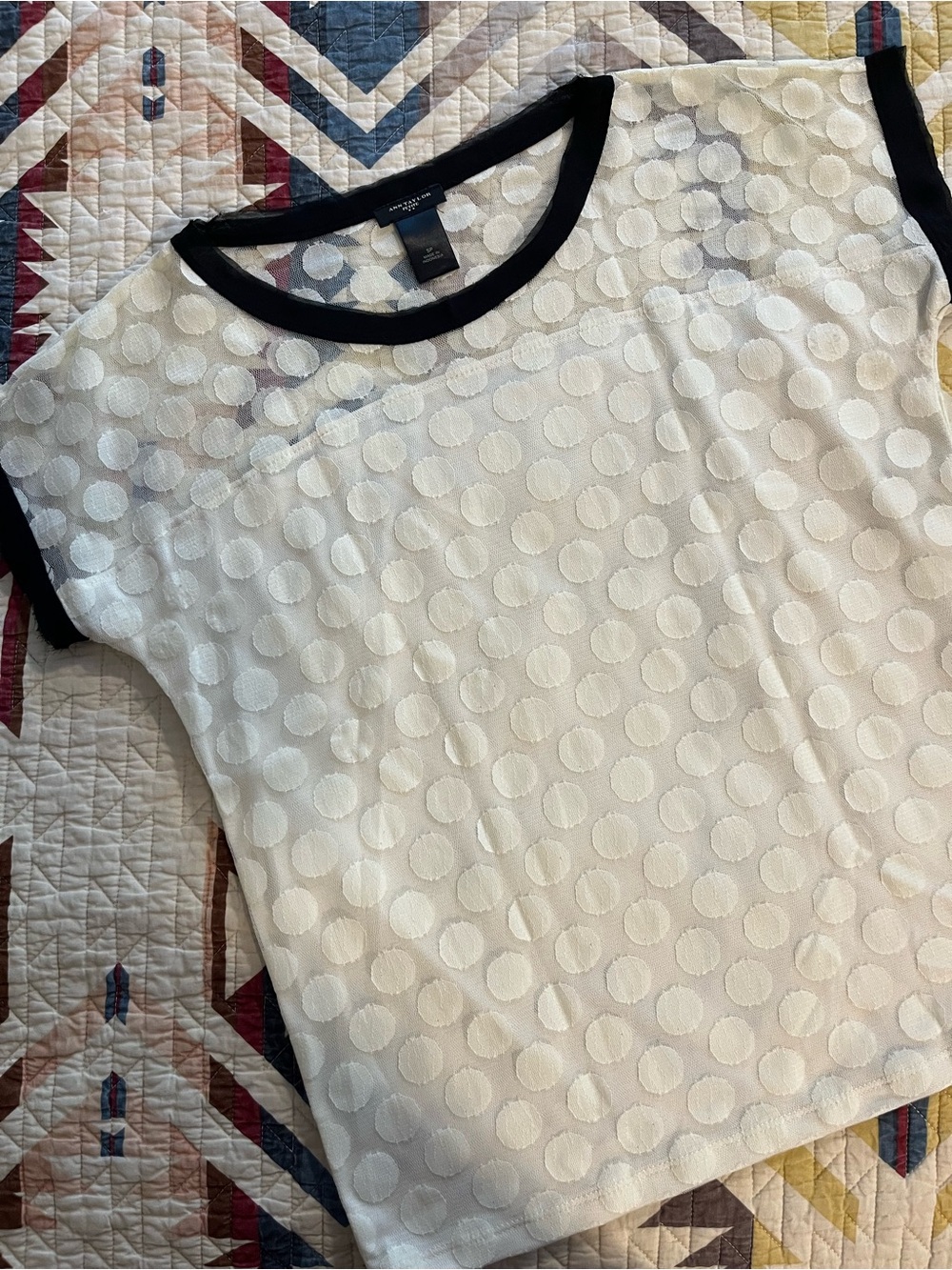 Ann Taylor Black and White Polkadot Blouse